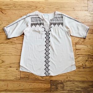MM Couture Cream Beaded Embroidery Blouse